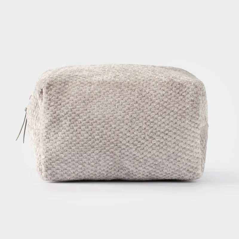 Cosmetic bag, 20x13 cm, chenille / lurex, beige, Chenill
