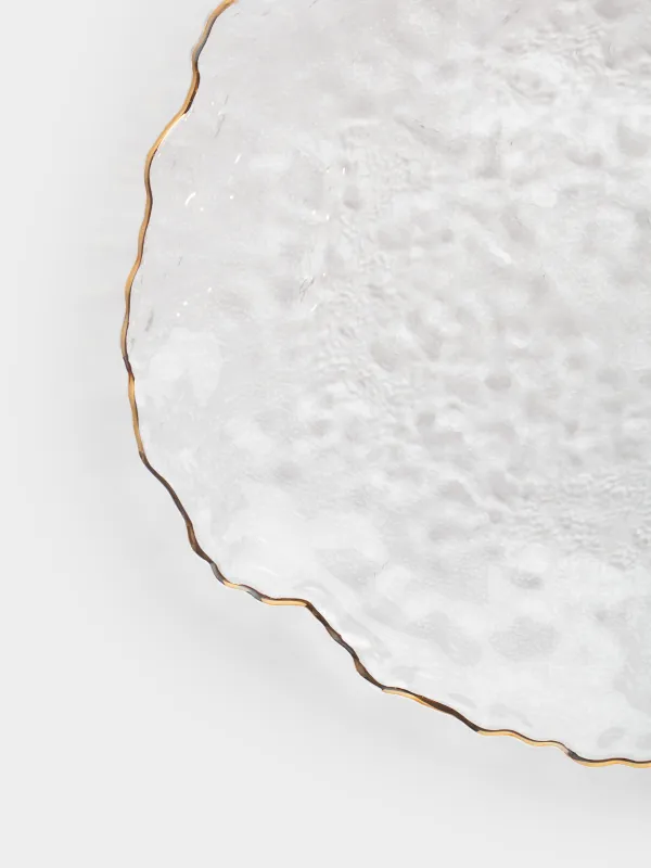 Dish, 26 cm, glass, with golden edging, Nautilus gold, image-3