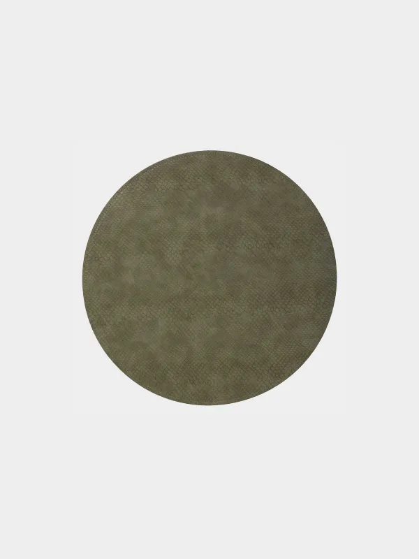 Placemat, 38 cm, double-sided, PVC, round, green/brown, Snake scales, Rock, image-0