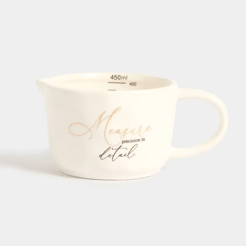 Measuring container, 450 ml, ceramic, milky, Crumpled effect, Crumple kitchen