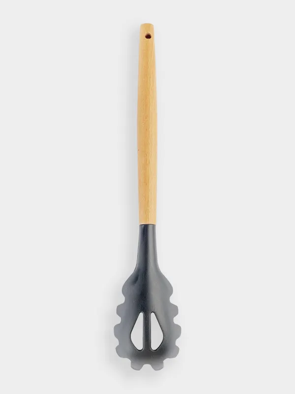 Spaghetti spoon, 31 cm, silicone/wood, gray, Weekend, image-3