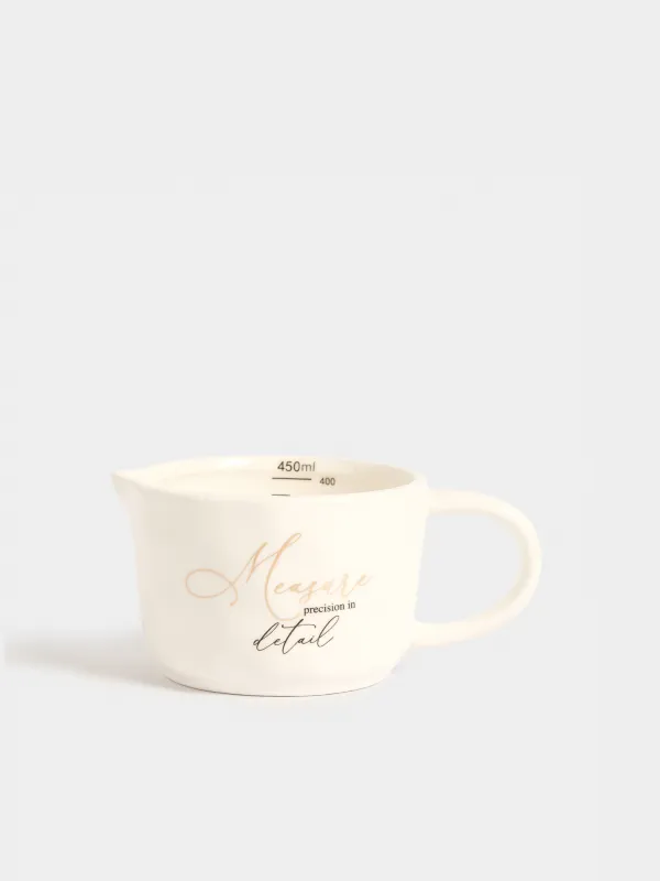 Measuring container, 450 ml, ceramic, milky, Crumpled effect, Crumple kitchen, image-0