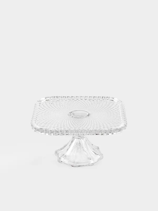 Dish on a leg, 20x10 cm, glass, square, Naiad, image-1