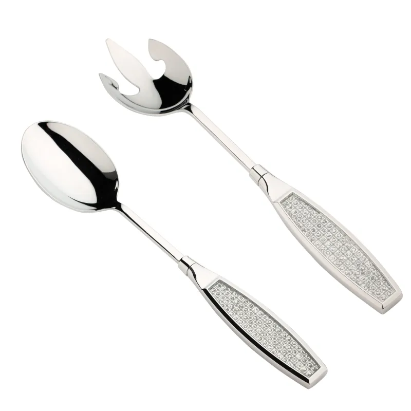 Salad bowl, 30x13 cm, 3 pr, with spoon / fork, on a stand, glass / metal, Winter antarctica, image-3