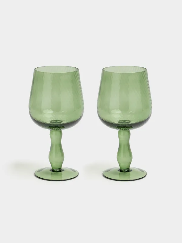 Drinking glass, 580 ml, 2 pcs, glass, green, Molinella, image-0