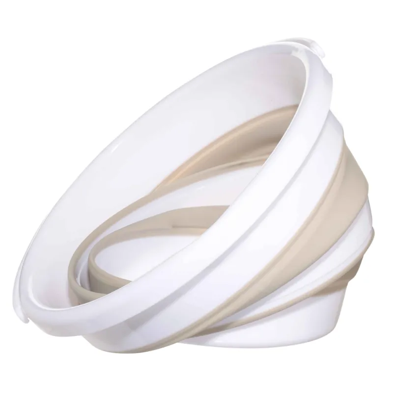 Foldable bucket, 10 l, plastic / rubber, grey-beige, Foldaway, image-2