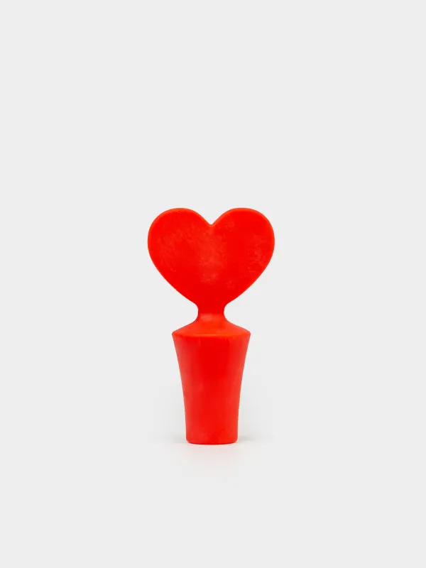 Bottle stopper, 7 cm, silicone, red, Heart, Manny, image-0