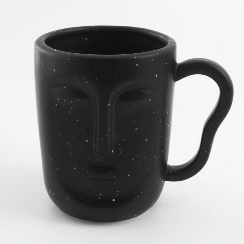 Mug, 580 ml, Ceramic, Black, speckled, Face, Face speckled