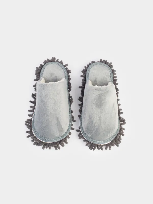 Polisher slippers, 28 cm, with removable sole, microfiber, grey, Clean, image-1