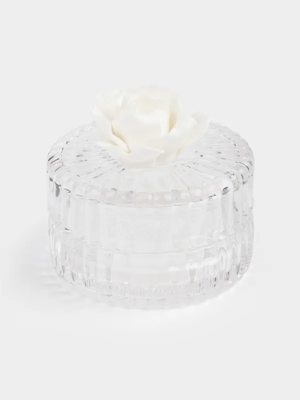 Storage container, 8x9 cm 150 ml, glass / porcelain P, Flower, Rose, image-1