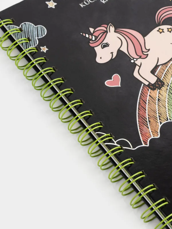 Coloring book, 19x26 cm, 24 sheets, on rings, with pencil, Unicorn, Unicorn, image-3