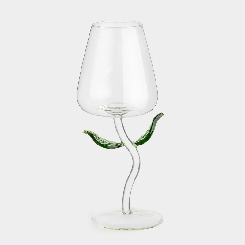 Drinking glass, 470 ml, Glass, Green leaves, Shape