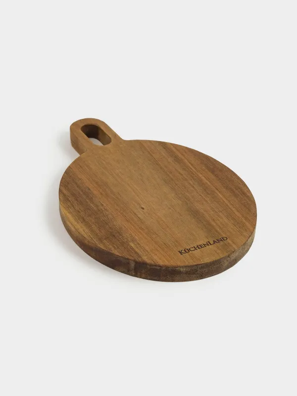 Cutting board set, 2 items, on a stand, wood / steel, rectangular / round, Noble tree , image-3