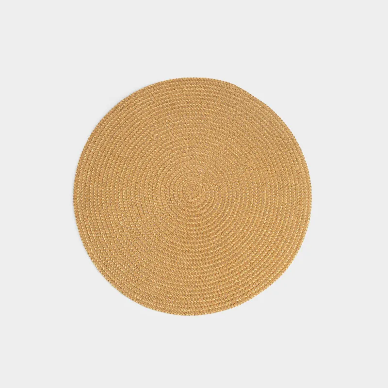 Placemat, 38 cm, cellulose / PET, round, sand-gold, Straw