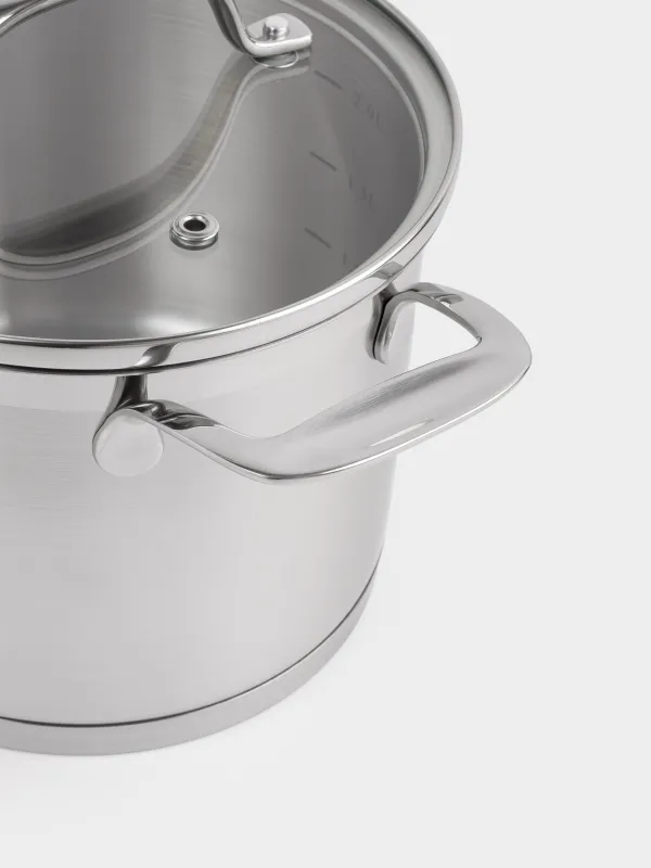 Pot, 16 cm, 2.4 l, with lid, Silver Stone, image-4