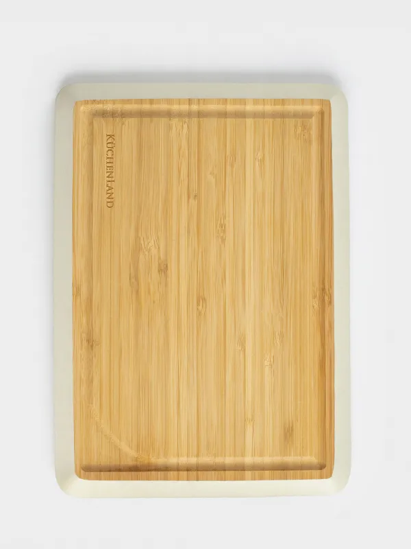 Cutting board, 28x20 cm, bamboo, rectangular, gray edging, Bamboo, image-0