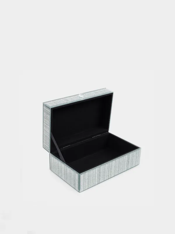 Jewelry box, 21x13 cm, glass, silver, Stripes, Actress, image-5