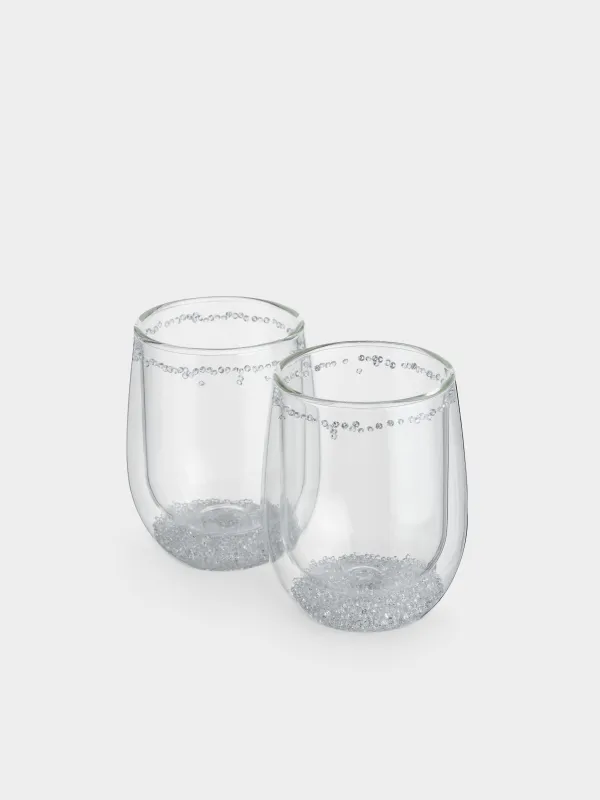 Glass, 11 cm, 300 ml, 2 pcs, B glass, with crystals inside, Air decor, image-1