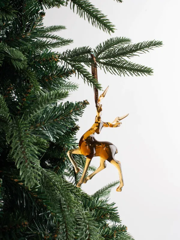 Christmas tree toy, 15 cm, acrylic, brown, Deer, Figure crystal, image-4