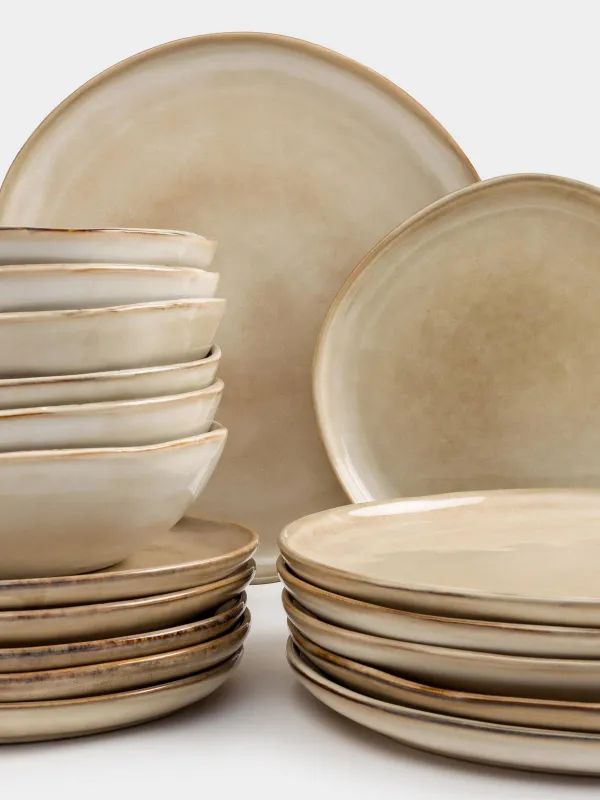 Dining set, 6 pers, 18 items, ceramic, beige, Burgos, image-1