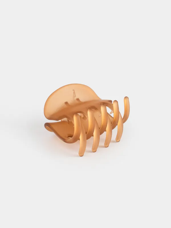 Hair clip, 6 cm, plastic / metal, brown, Crab, Hair basic, image-2