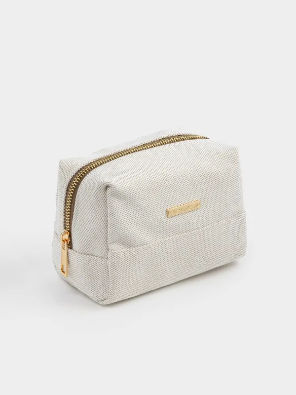 Cosmetic bag, 16x10 cm, polyester, beige, Canvas, image-1