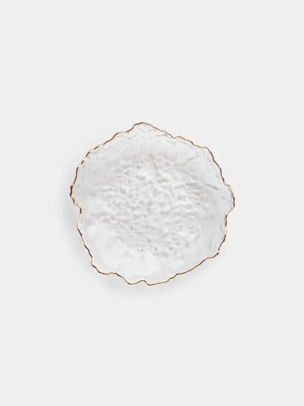 Dish, 25 cm, glass, with golden edging, Nautilus gold, image-1