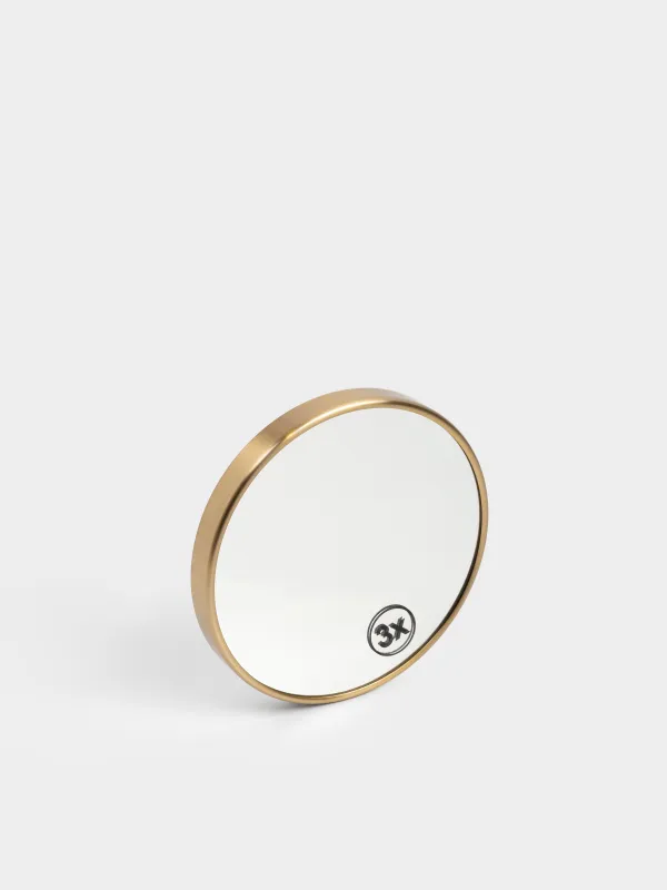Hanging mirror, 15/14 cm, magnifying, with suction cups, metal, round, golden, Freya, image-0