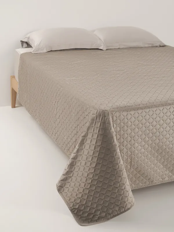 Bedspread, 240x260 cm, quilted, velvet/microfiber, grey-brown, Lavender, Stitch velvet, image-0