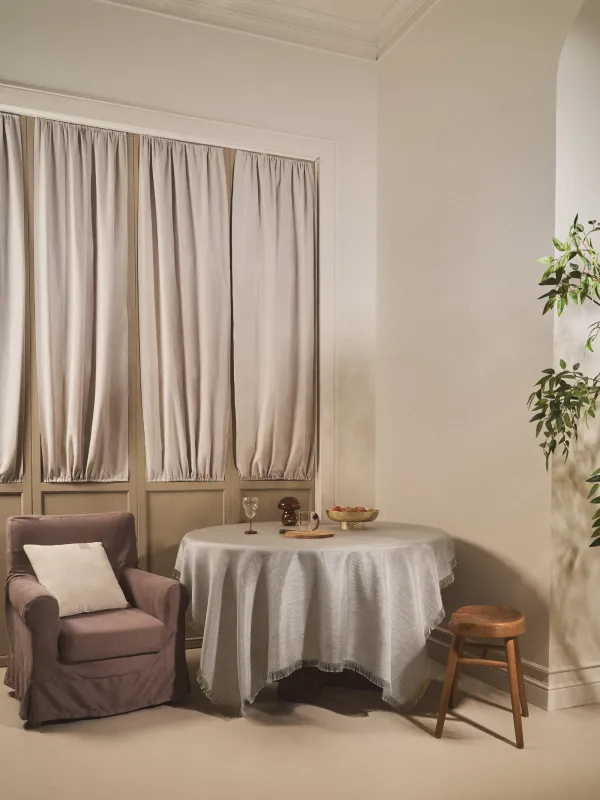 Tablecloth, 160x160 cm, fringed, polyester, grey melange, Beverin, image-8