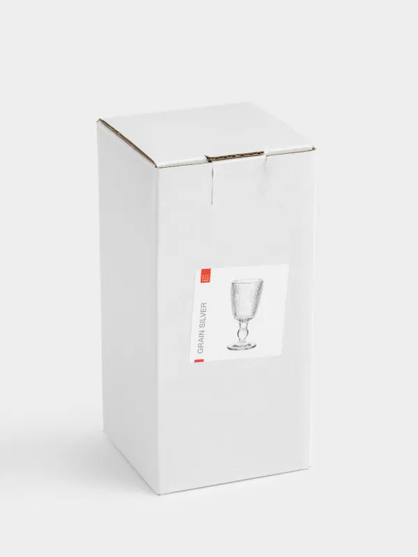 Drinking glass, 260 ml, glass, with silver edging, Grain silver, image-4