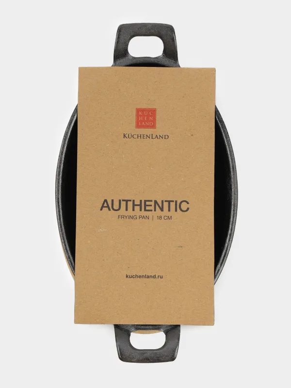 Frying pan, 18 cm, on a stand, with handles, cast iron / bamboo, oval, black, Authentic, image-4