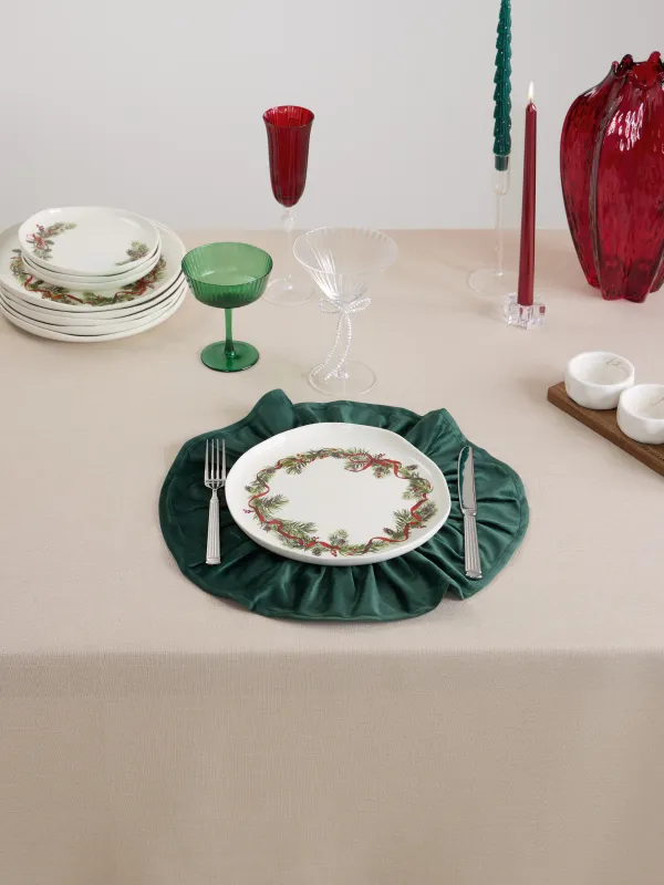 Tablecloth, 160x160cm, polyester, sand, Pomegranates and oranges, Christmas miracle, image-1