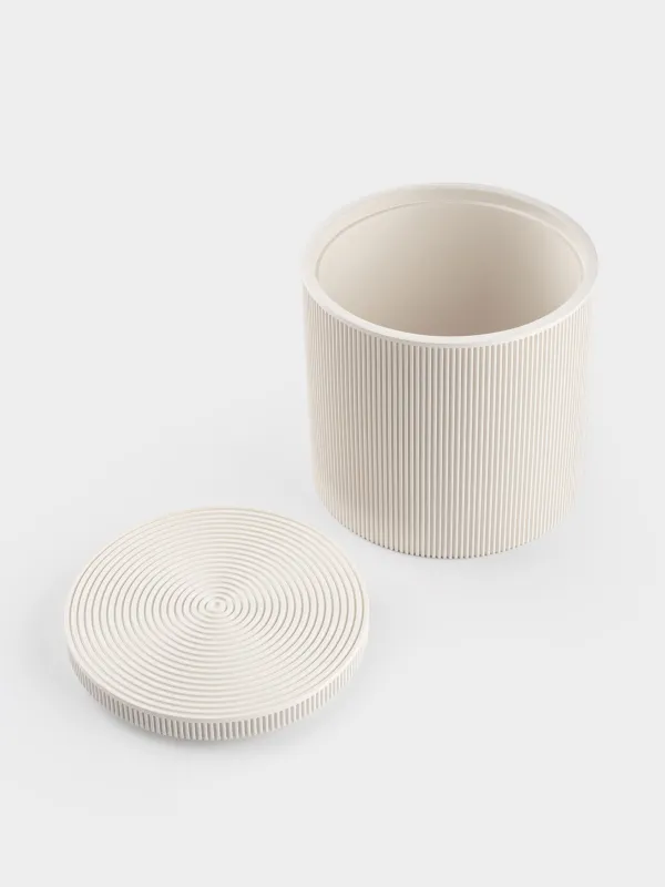 Bathroom box, 10 cm, polyresin, milky, White stripes, image-4