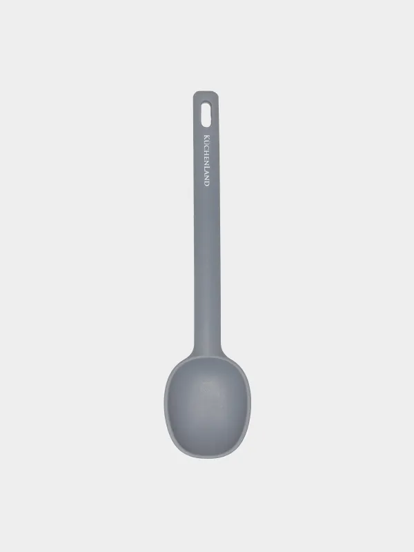 Serving spoon, 28 cm, silicone, grey, Grey steel, image-0