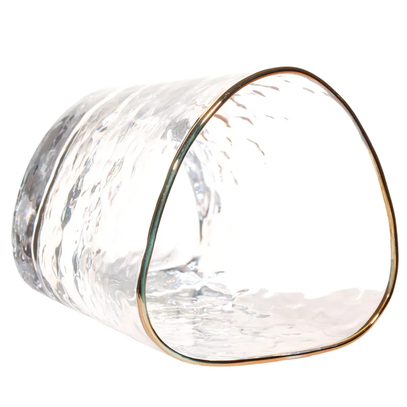 Drinking glass, 10 cm, 380 ml, 2 pcs, glass, golden edging, Triangle Gold, image-2