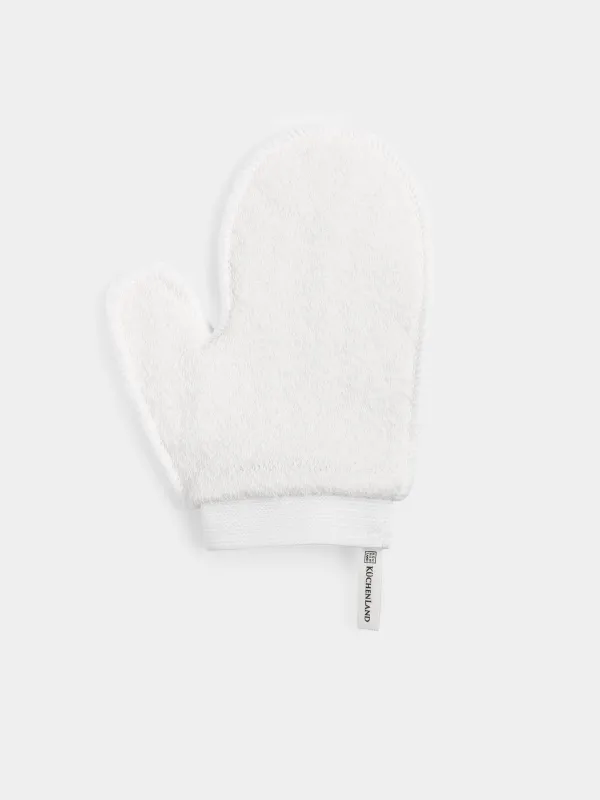Body wash mitt, 21x17 cm, exfoliating, polyester/nylon, white, Unique spa, image-0
