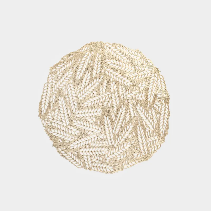 Placemat, 38 cm, PVC, round, golden, Ears of corn, Azhur Grid