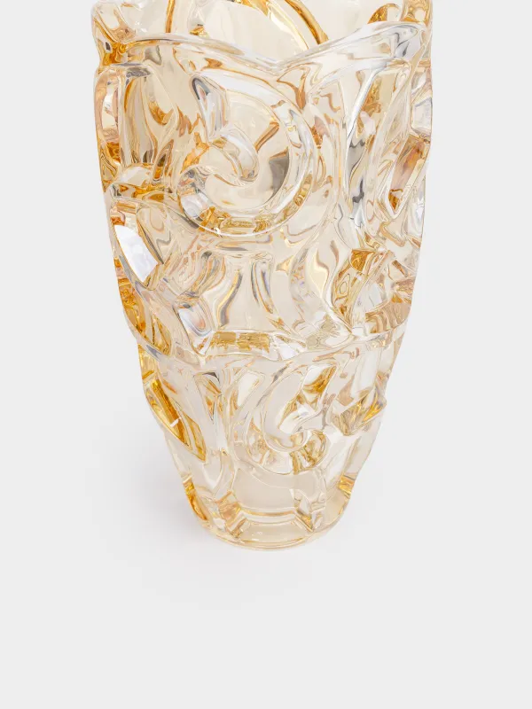 Flower vase, 29 cm, glass R, amber, Patterns, Gala, image-3