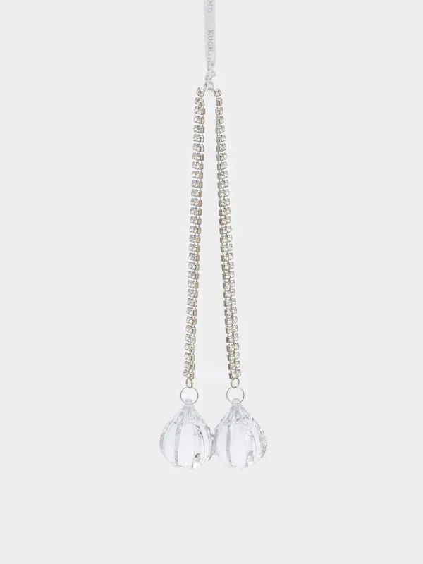 Christmas tree toy, 37 cm, plastic / metal, amber, Pendant with crystals and rhinestones, Ice crystal, image-0