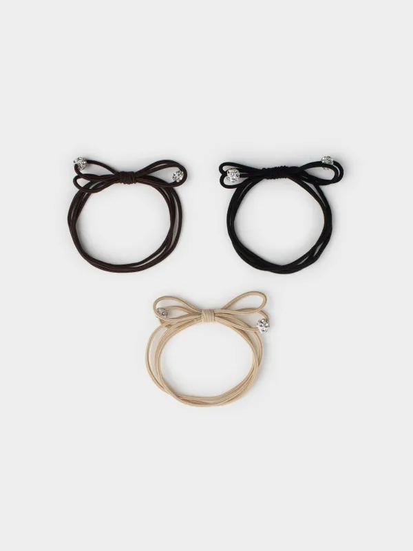 Hair tie, 5 cm, 3 pcs, polyester / plastic, colored, Knot, Gracile, image-0