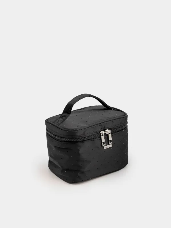 Makeup bag, 19x14 cm, with handle, nylon, black, Force night, image-1