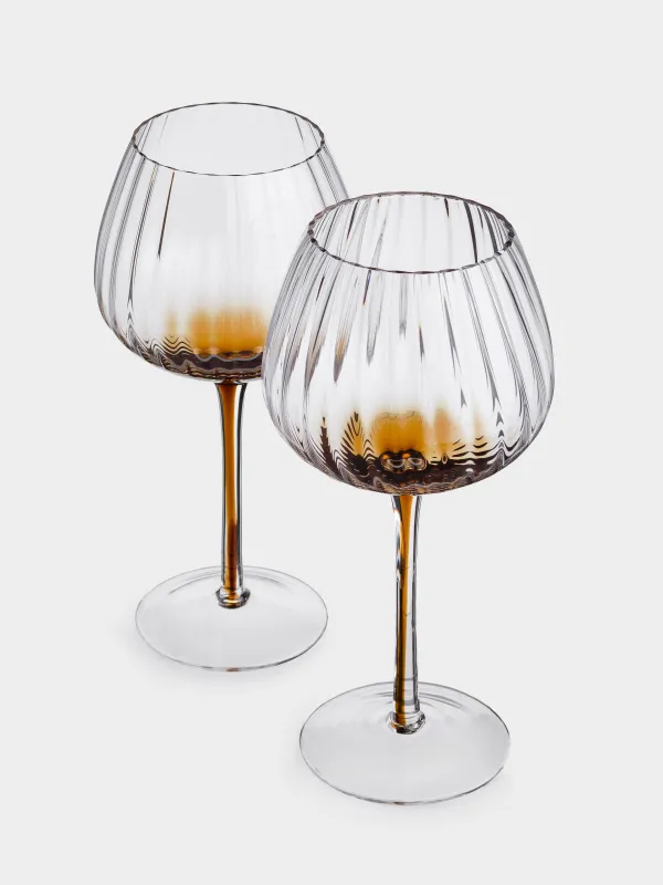 Drinking glass, 460 ml, 2 pcs, glass, brown gradient, Felino, image-1