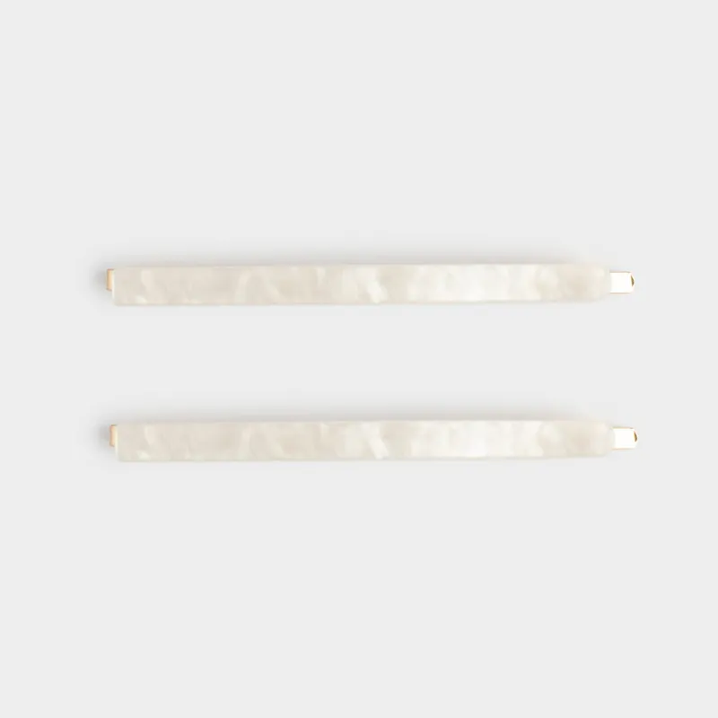 Hair clip, 8 cm, 2 pcs, Acrylic / metal, mother of pearl, Glam, Glam