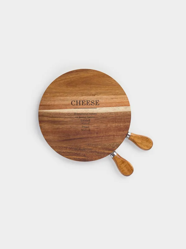 Cheese set, 3 items, platter board, wood / steel, Noble tree, image-4