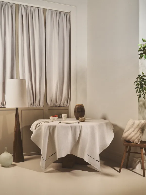 Tablecloth, 170x250 cm, polyester / linen, beige, Vintage, Melange outline, image-8