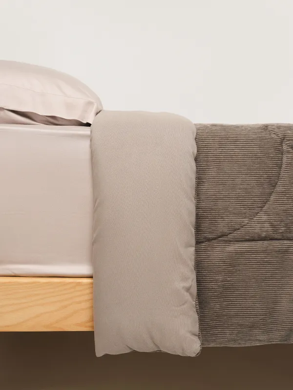 Bedspread, 220x240 cm, quilted velvet/microfiber, sand, Stripes, Stitch velvet, image-2