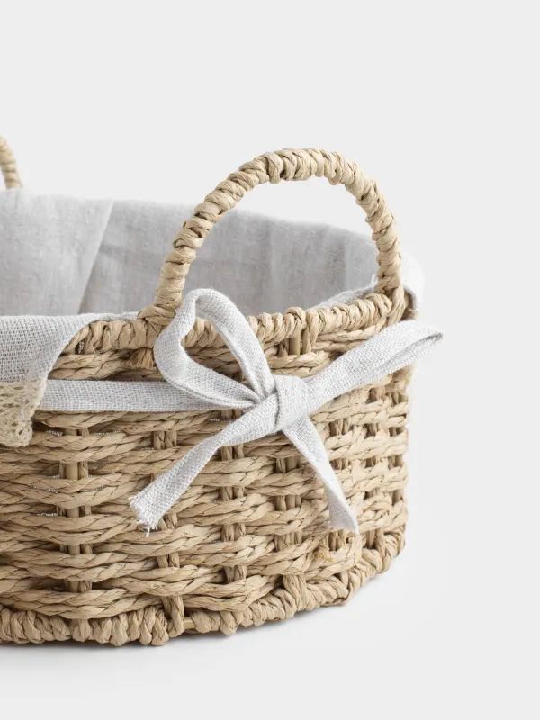 Storage basket set, 2 pieces, cellulose/cotton, round, Braided, image-6