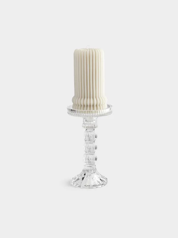 Candle holder, 16 cm, for cylindrical / thin candles, on a leg, collapsible, glass R, Ribby, image-5