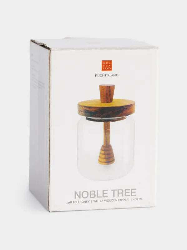 Honey jar, 400 ml, with spoon, Used glass, Noble tree, image-5